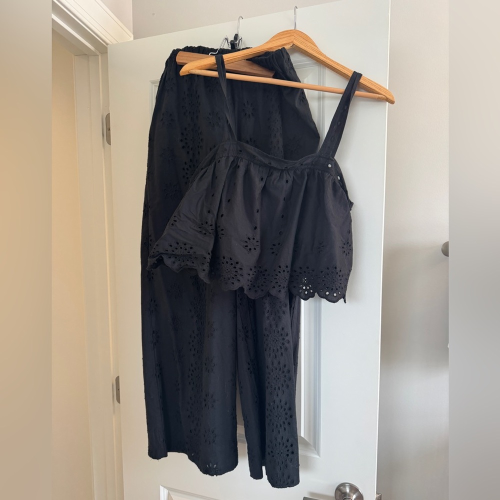 Z Supply Black Eyelet Top & pant set